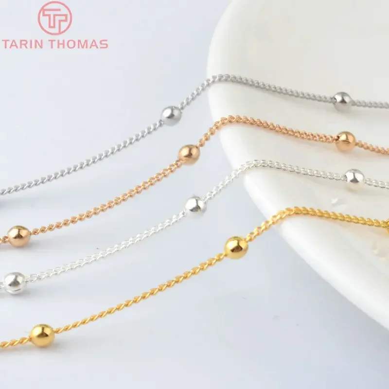 （4649）5 meters Chain width:1.2MM,bead:3MM Copper Station Ball Chain Necklace Chains For Jewelry Making Findings Accessories