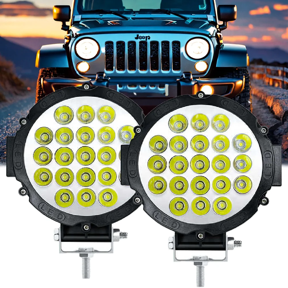 

7-дюймовый светодиодный рабочий свет, фара для автомобиля, дневного вождения, круглый прожектор, супер яркий 4x4, аксессуары, внедорожный грузовик, квадроцикл, внедорожник, лампа