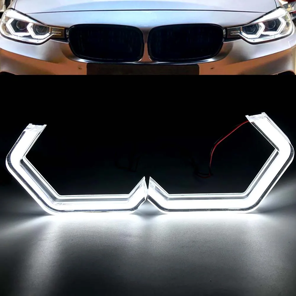 M3M4 LED Angel Eyes DTM DRL For BMW F10 F30 F31 F32 F34 F01 F02 F80 F82 F83 M2 E46 E90 E60  Headlight Halo Rings  3D PMMA