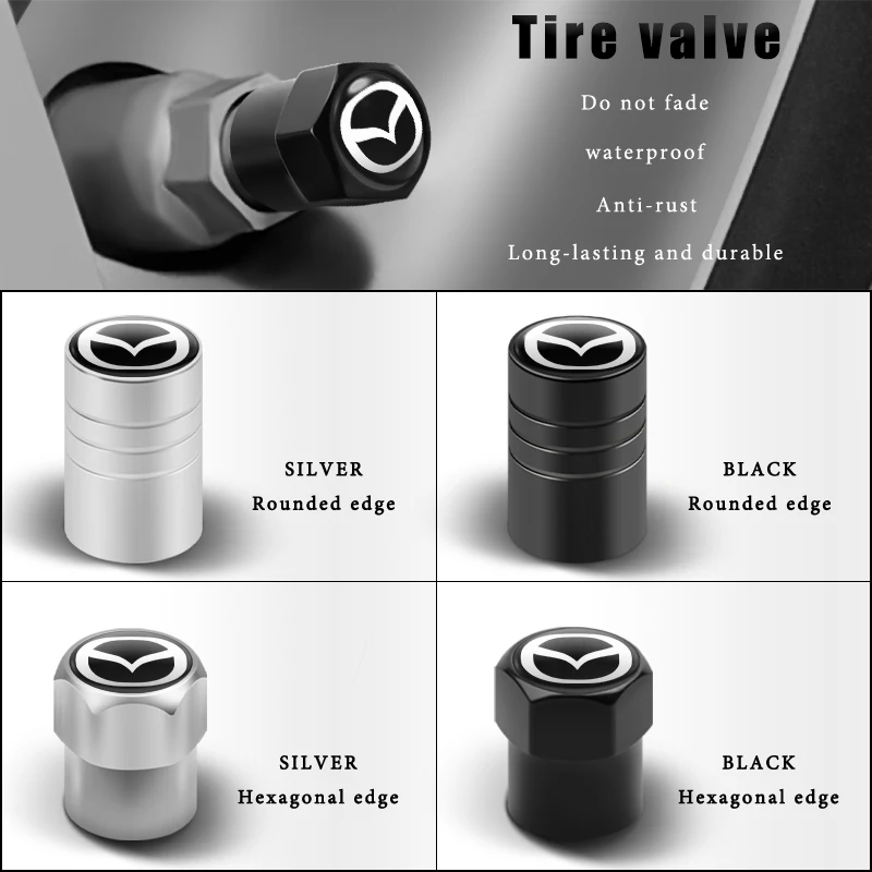 4Pcs Car Metal Wheel Tire Air Valve Dust Caps Bolt-In Accessories For Mazda Speed MS 3 6 CX-3 CX-5 CX-8 Demio MPS Axela Atenza