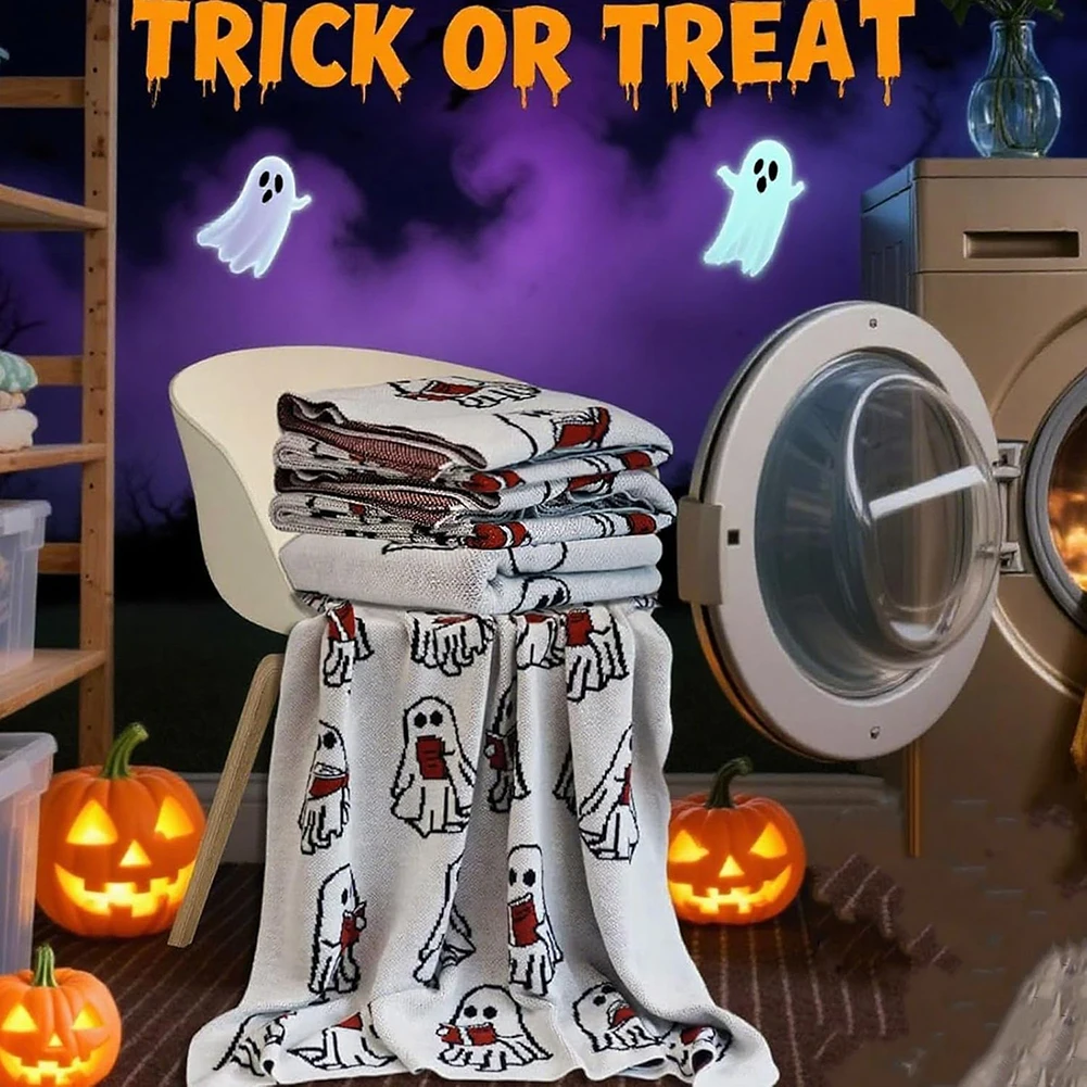 2025 Halloween-Geister-Lesedecke, leichte Geisterleser-Decke, Überwurfdecke, leichte, gemütliche Bettdecken, Sofa, Sofas