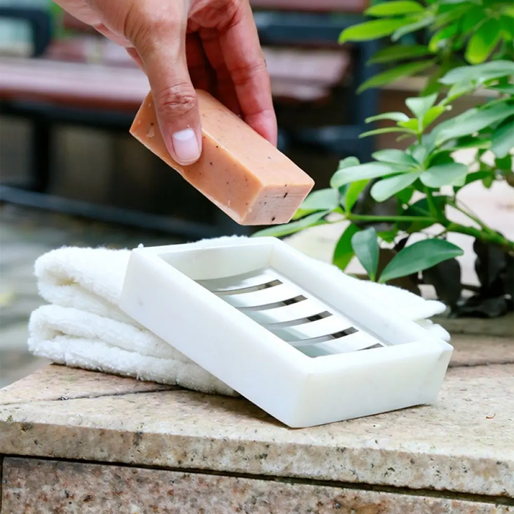 Modern Marble Soap Box Stainless Steel Drainage Tray Soap Holder Durable Double Layer Bathroom Soap Storage Rack