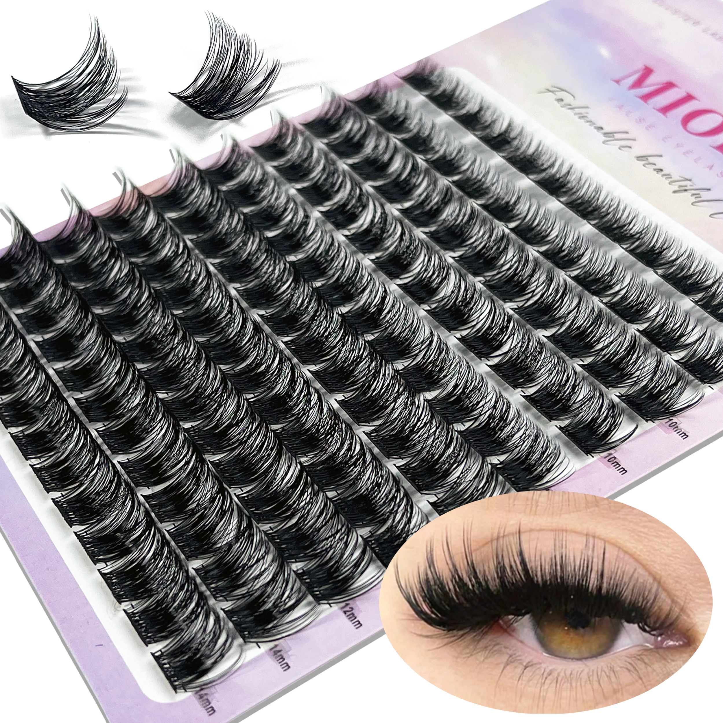

MIOFIA Clusters Lashes Fluffy Thick Individual Cluster Eyelash Extension Natural Russian Volume Natural Wispy Mink False Eyelash