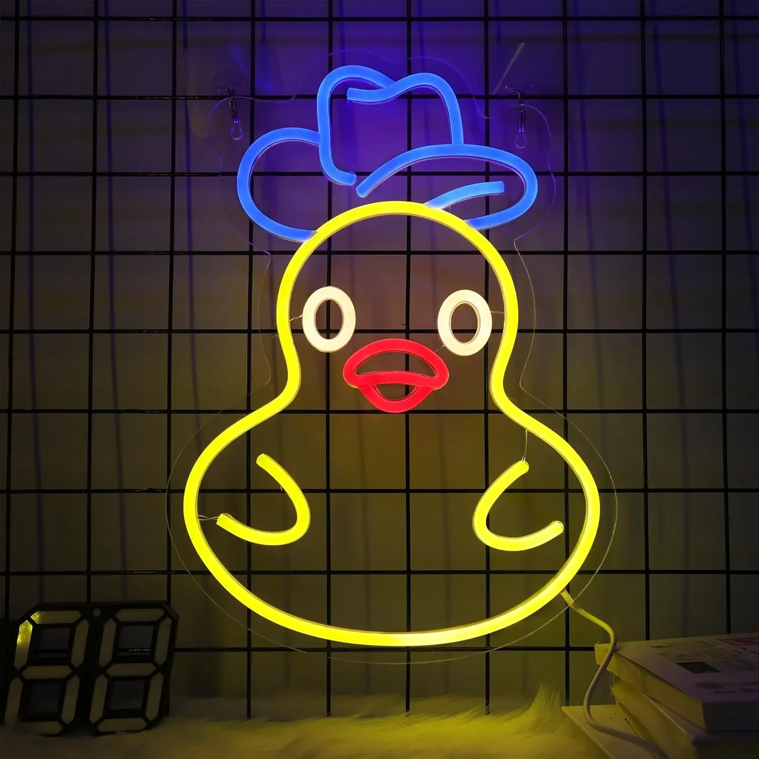 Cowboy Duck Neon Sign LED Wall Art USB Powered Acrylic Cute Animal Glow Lamp Kids Room Nursery Decor Party Bar Hanging Light