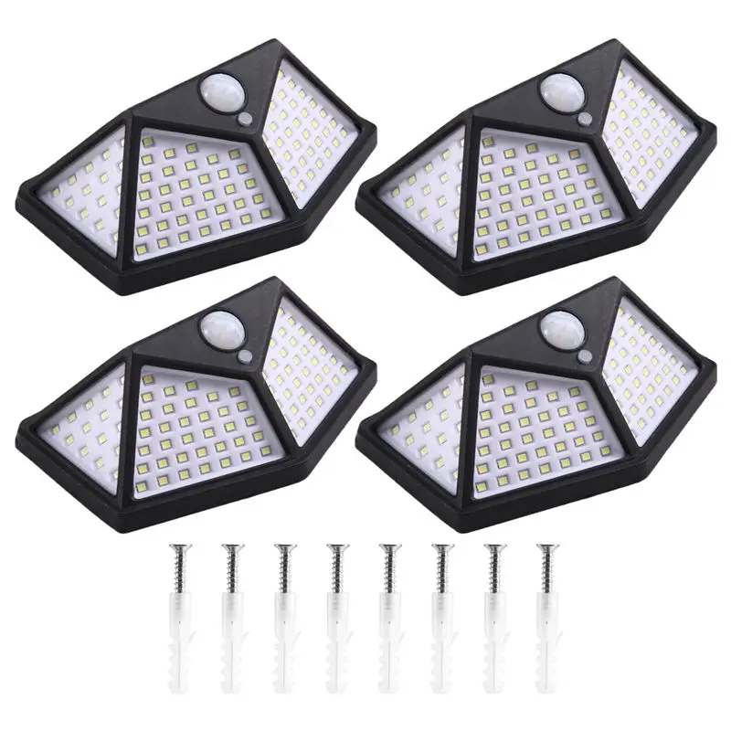 

Уличные солнечные светильники на 100 светодиодов с датчиком движения и 3 режимами работы, охват 270° ° Широкоугольное освещение