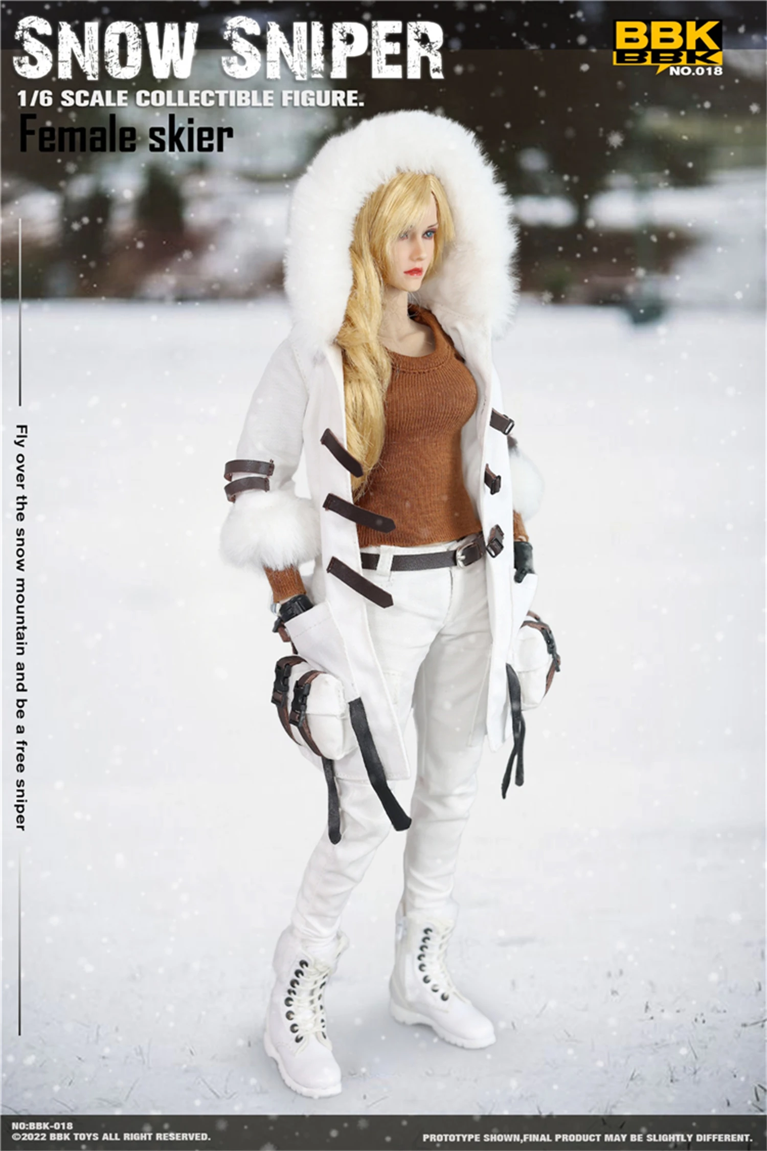 BBK BBK018 1/6 Scale Snow Sniper Female Soldier Skier Action Figure 12inches Collection Model