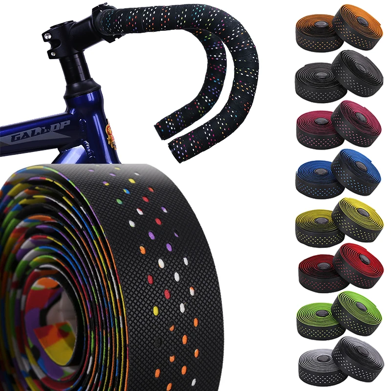 

PU Bicycle Handlebar Tape Anti-Vibration Bar Tape Anti-Slip Handle Wrap Multicolored Breath Hole Road Bike Fizik Cycling Parts