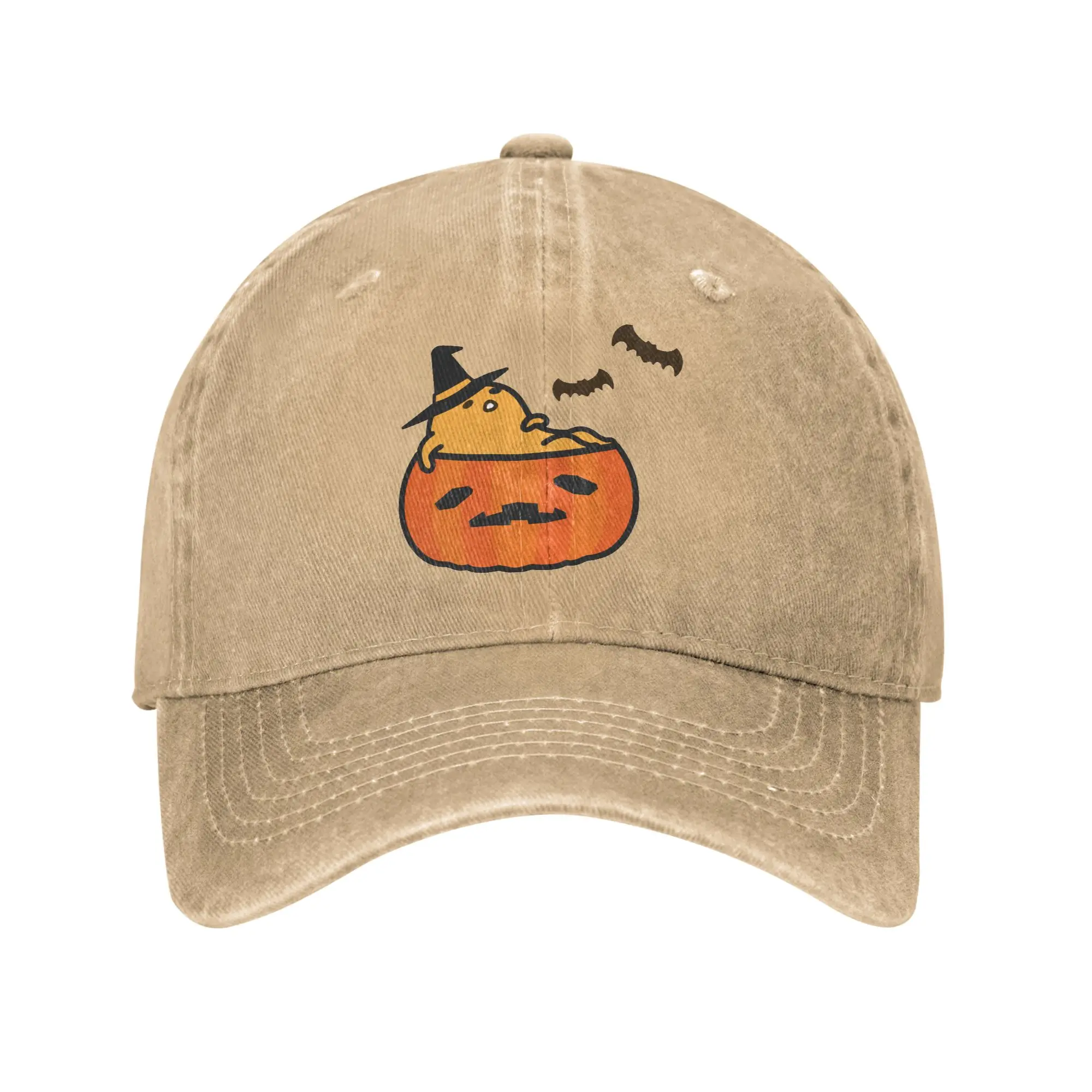 Gudetama The Lazy Egg Zucca di Halloween Berretti da baseball per uomo Donna Berretto snapback in denim invecchiato Cappello con vestibilità regolabile
