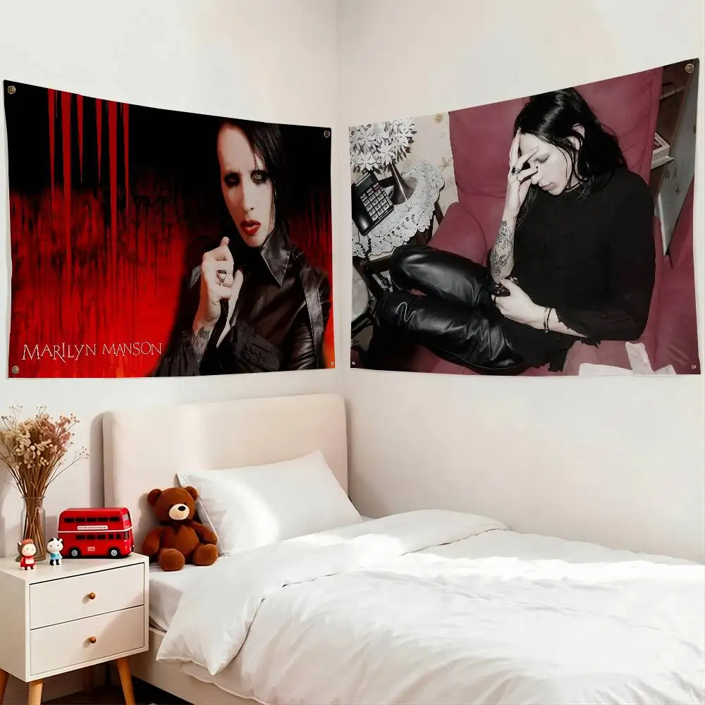 Marilyn Manson Flag Suitable For Party Club Outdoor Interior Wall Decoration Banner Fans Gift
