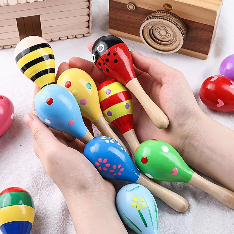 Maracas Party Favors 10PCS Multifunctional Wooden Maracas Toy Cute Egg Shaker For Boys & Girls Musical Instrument Toys For