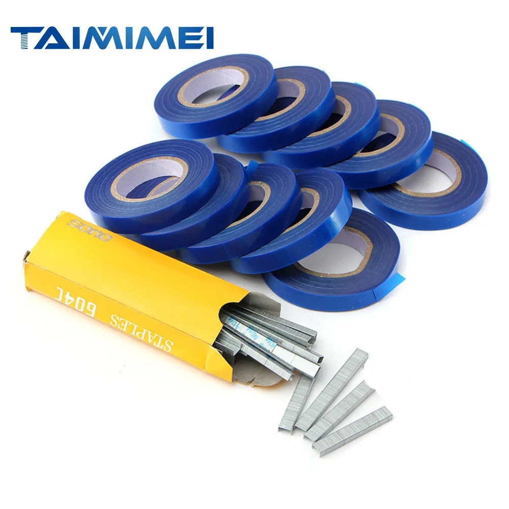 ALLOME Tying Machine Plant Garden Plant Tapetool Tapener 10 Rolls Tape Set for Vegetable, Grape, Tomato,Cucumber, Pepper Flower