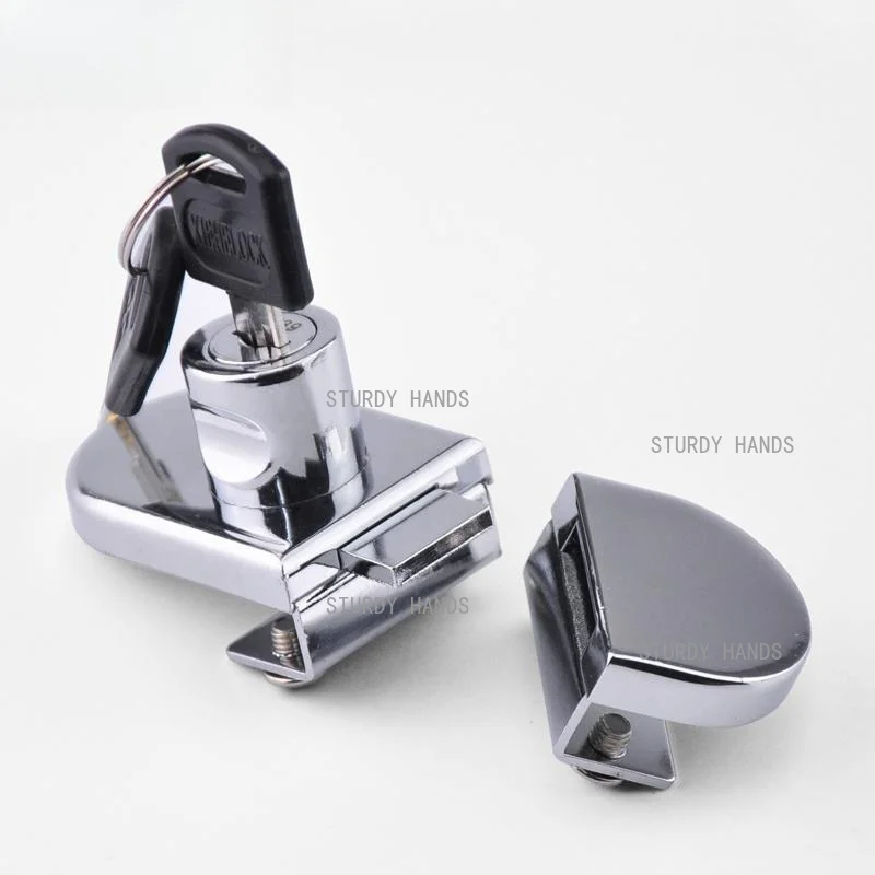 Household Zinc Alloy Glass Door Lock Glass Boutique Cabinet Lock Display Cabinet Glass Lock Hardware Accessories Including Key