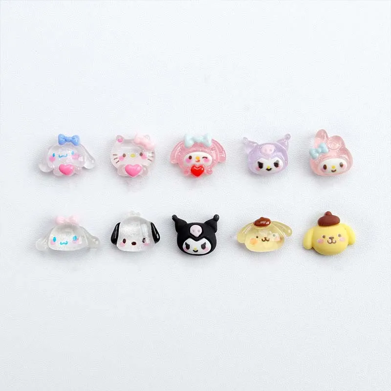 Sanrioed Hello Kitty My Melody Cinnamoroll Nail Charms 3D Resin for Diy Hairpin Phone Case Cream Glue Accessories