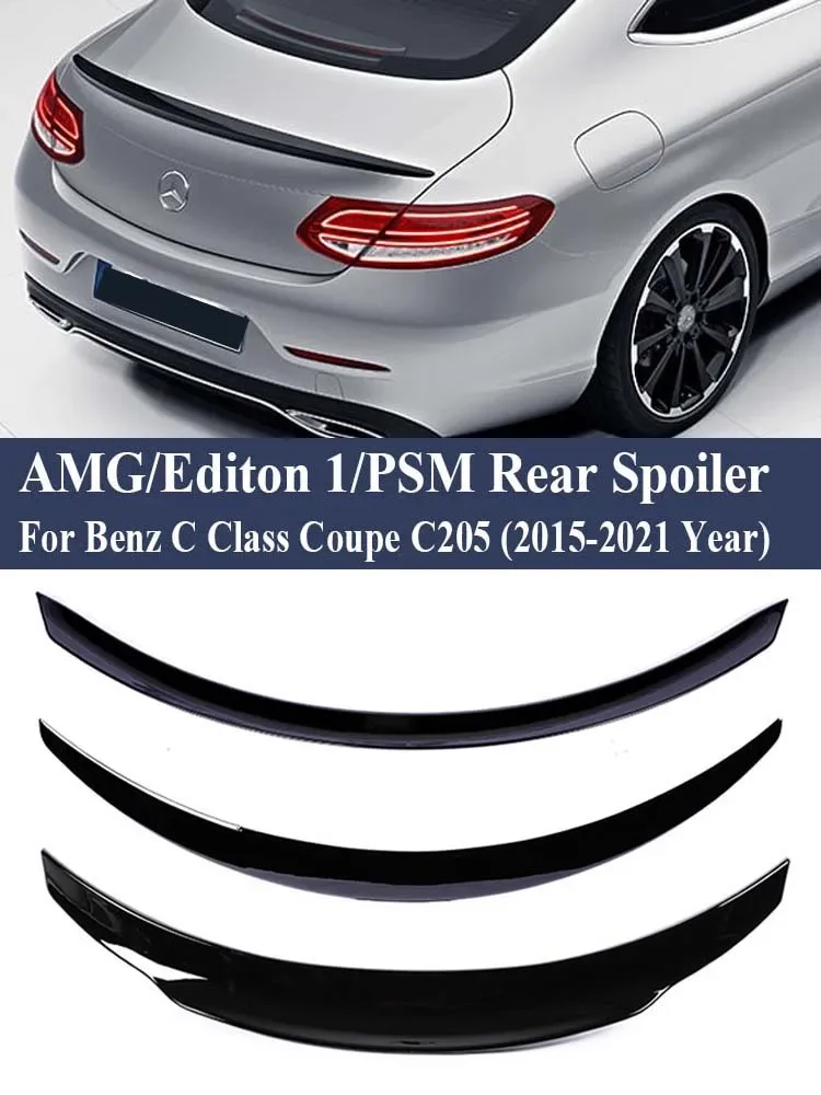 Gloss Black Wing Kit AMG PSM Style For Mercedes Benz C Class Coupe C205 2015-2021 Carbon Fiber Boot Rear Trunk Spoiler