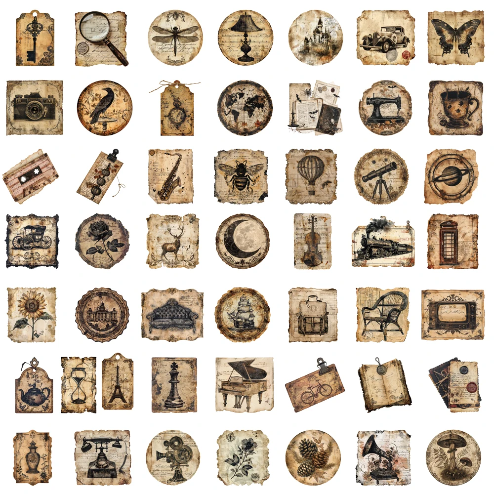 Étiquettes autocollantes Vintage, 50/100 pièces, image d'art esthétique, bagages de vélo, dessin animé, décoration de téléphone, autocollant d'aménagement paysager