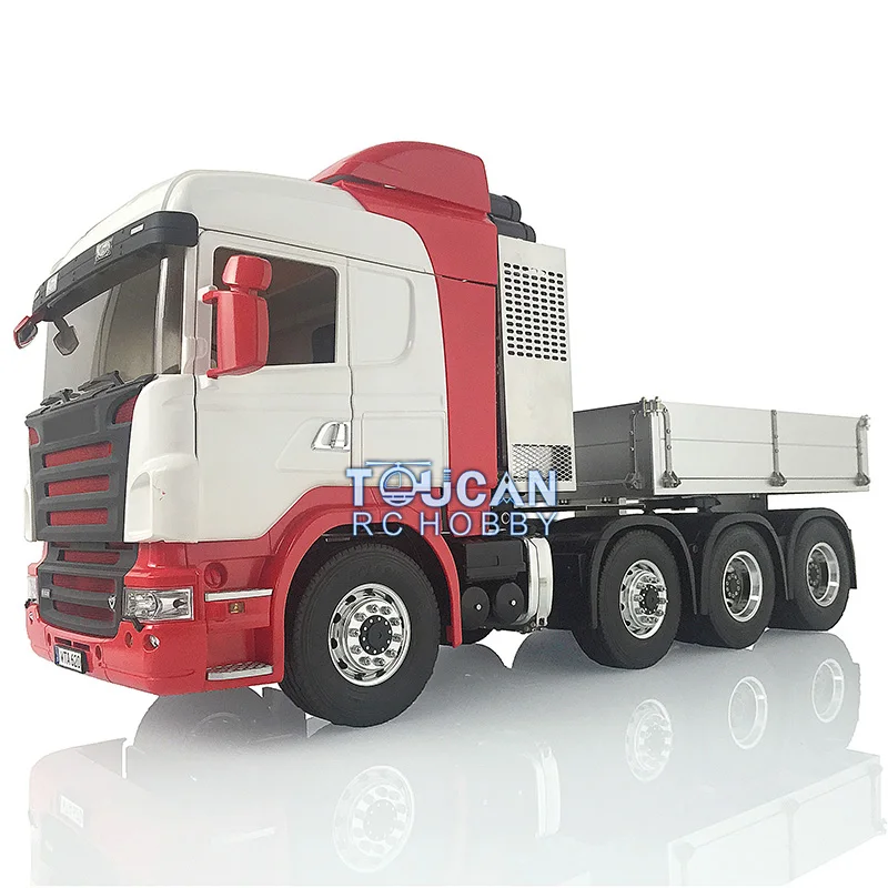 1/14 8x8 LESU RC Tractor Truck Kits Painted Car Model Metal Chassis W/ Equipment Rack Light Sound Servo 540 Motor Cabin Hopper