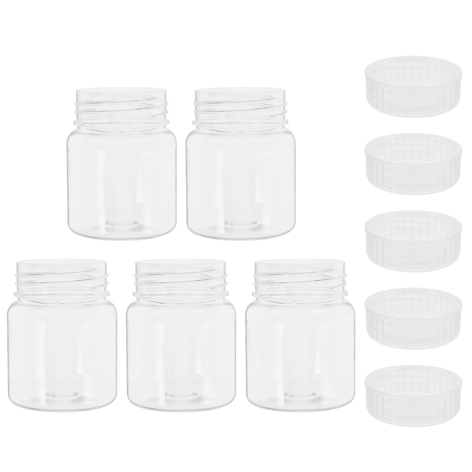 

5pcs Lab Wide Mouth Bottles For Tissue Culture Reusable Plastic Leak-Proof Sample Storage Jar Airtight Chemical Medicine