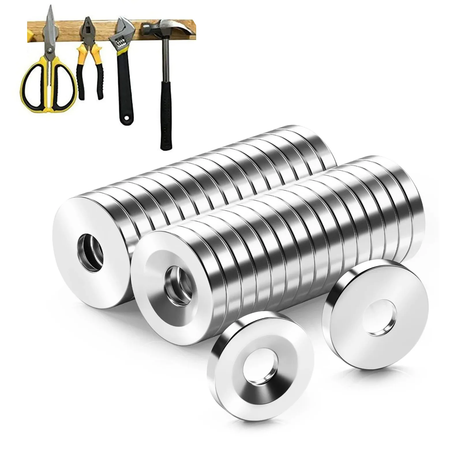 8/10/12/15/18/20x3 Strong Imans Countersunk Round NdFeB Neodymium Imans Powerful Rare Earth Permanent Fridge Magnets with hole