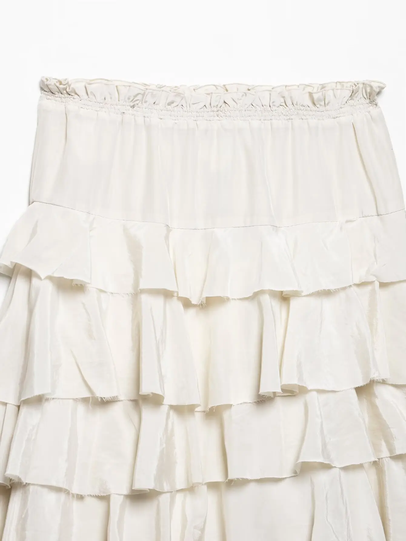 BB6317 ZA25 Summer New Product Women's Clothing Temperament Medium Long A-line Stacked Decorative Midi Half Skirt 3118209