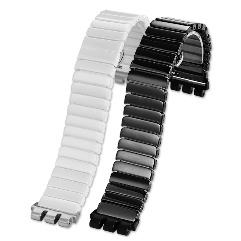 Ceramic watch strap 21mm Toothed joint white black smooth delicate men women watchband bracelet For Swatch Browned CHRONO IRONY