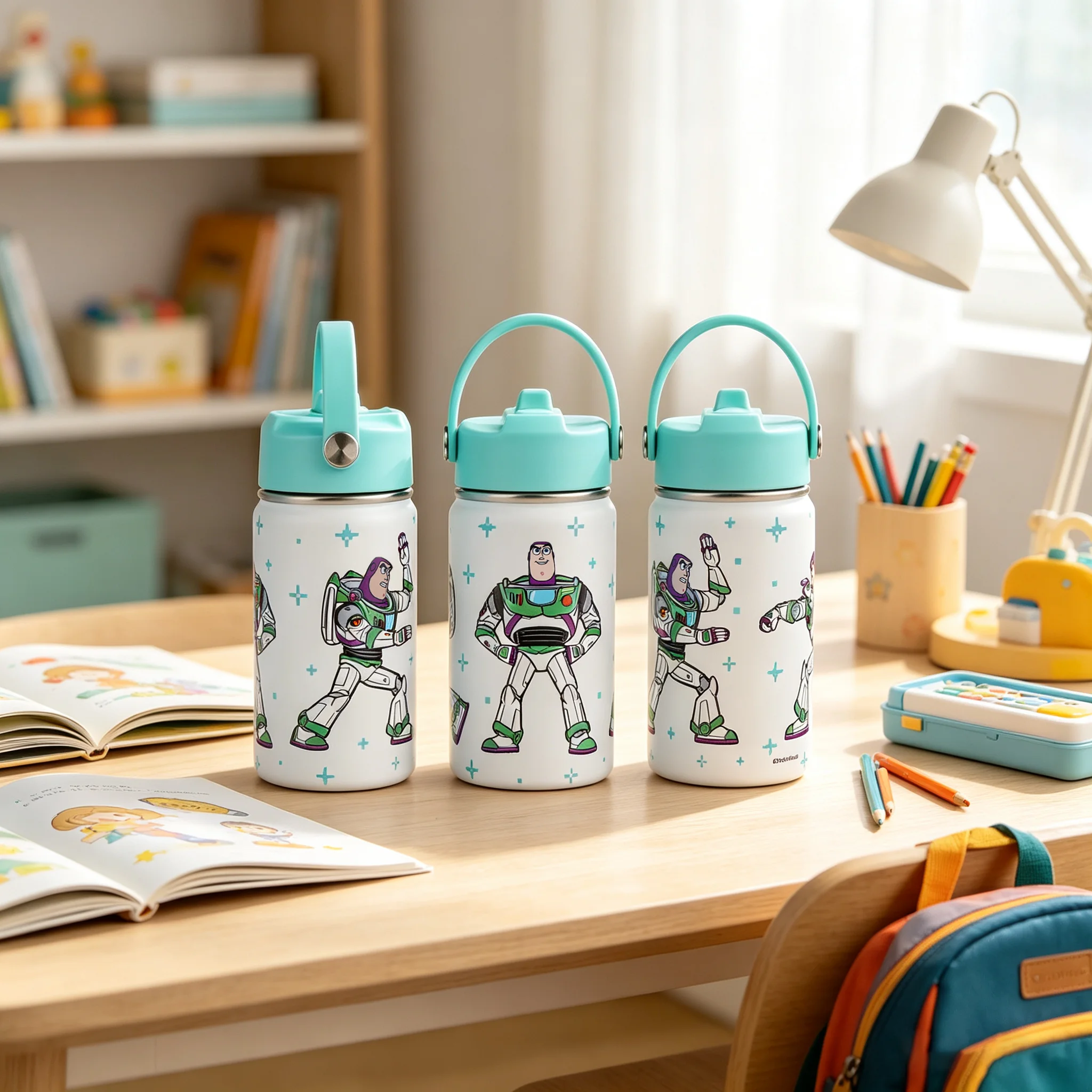 1pc 12oz Disney Toy Story Buzz Lightyear Stainless Steel Tumbler with Carry Handle Portable Cup for Camping Travel Daily Use view 5