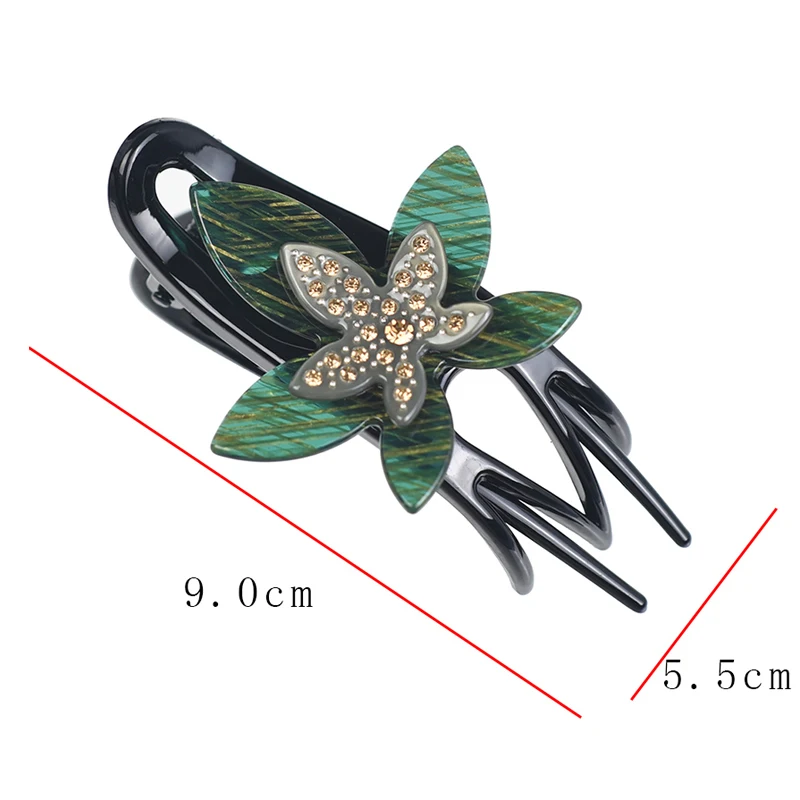 Women Headwear Girls Hairwear Middle Size Flower Hair Clip Cute Hair Claw Clamp Rhinestone Hair Accessories For Women