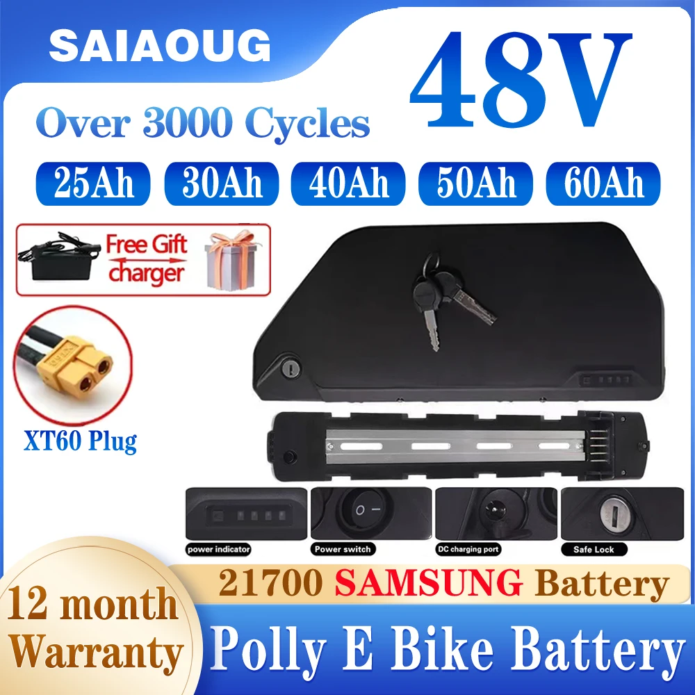 

48V60Ah Li-ion e-bike Battery 50Ah 40Ah Brand Cell Lithium Ion ebike battery Polly DP-7 Electric Bike Battery Pack for E-bike