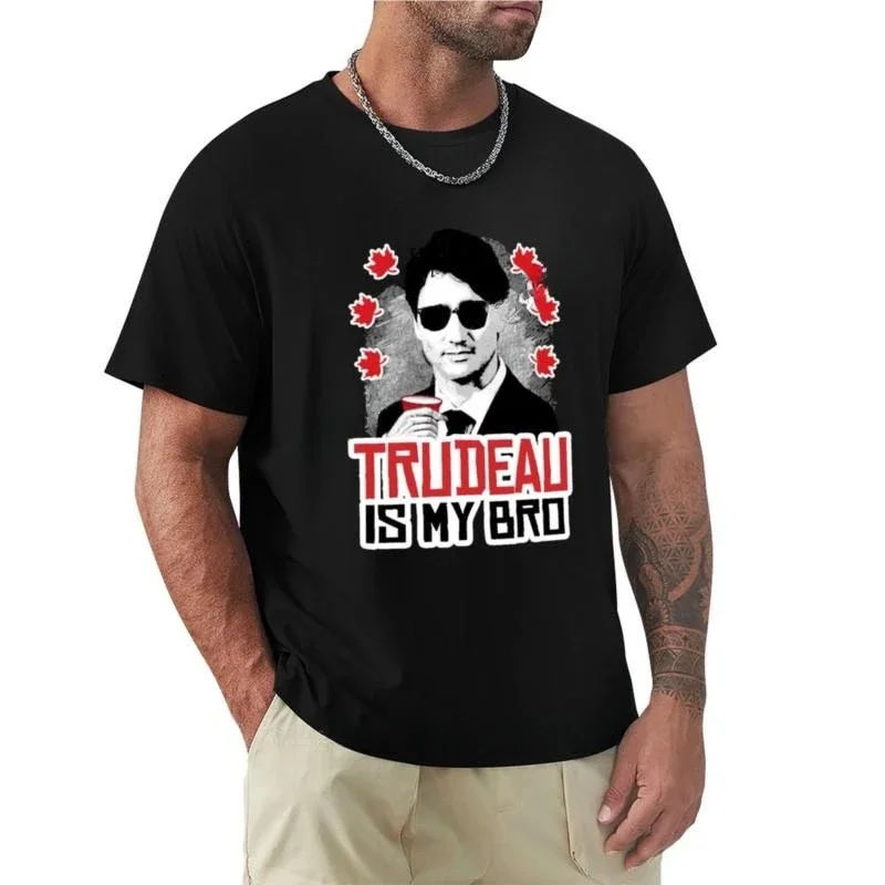 Trudeau is my Bro T-Shirt customized graphic tees plus size tops mens summer black t-shirt Short Sleeve New Arrival Summer 2024