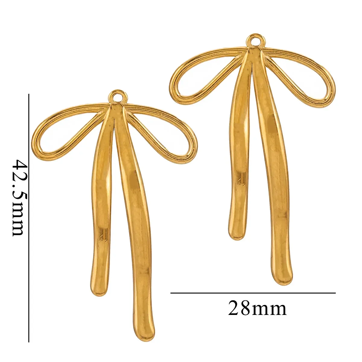 5pcs Stainless Steel Bow Waterproof Gold Charm