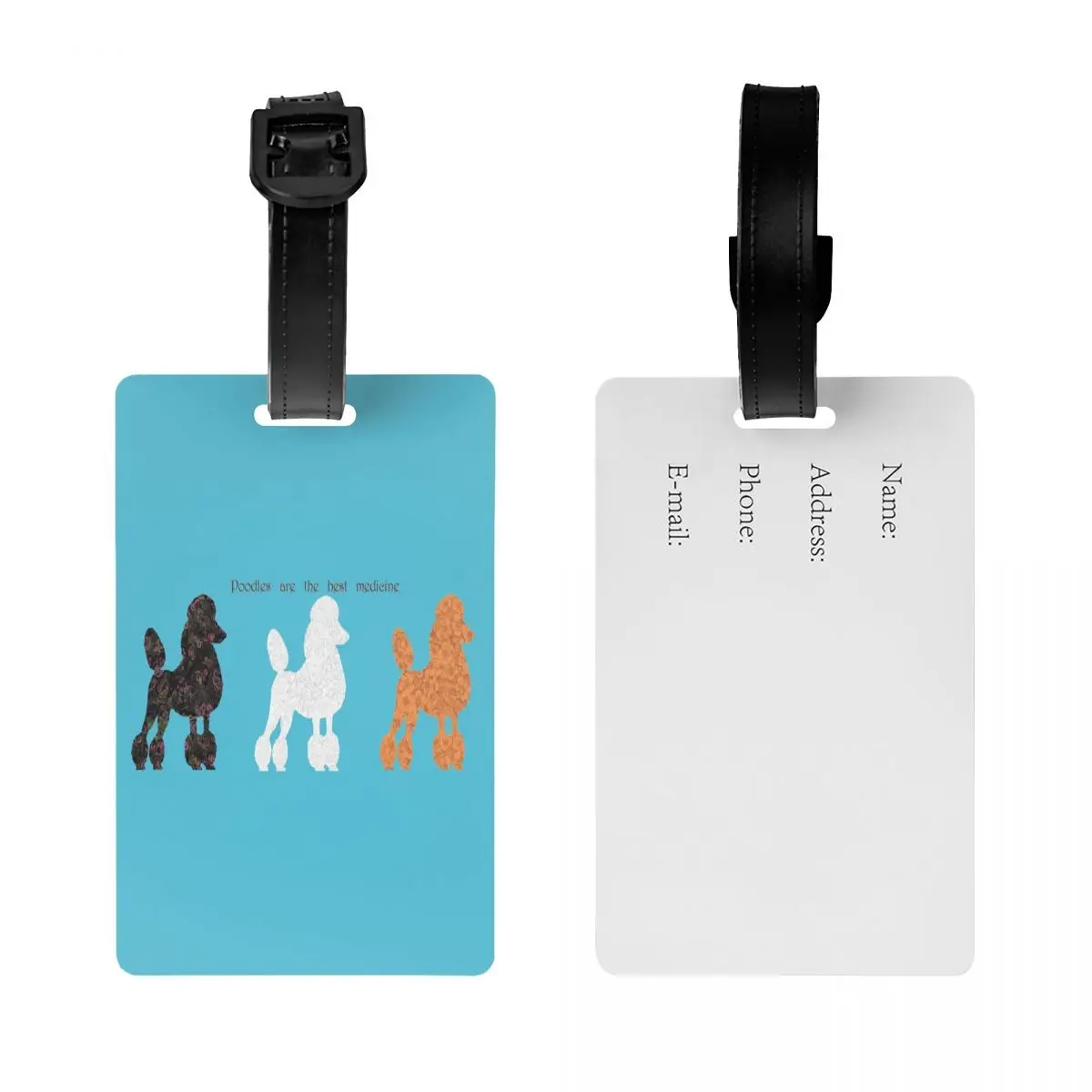 Custom Poodle Dog Lover Luggage Tag Privacy Protection Cartoon Pudel Baggage Tags Travel Bag Labels Suitcase