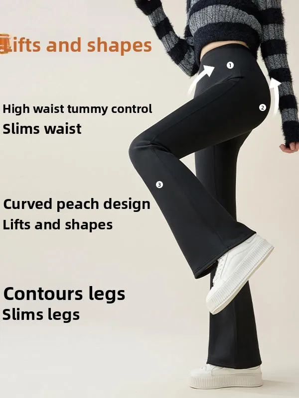 Taille haute Fce doublé arche pantalon longue cloche Bot Yoga pantalon femmes automne hiver serrer l'abdomen hanche améliorant décontracté