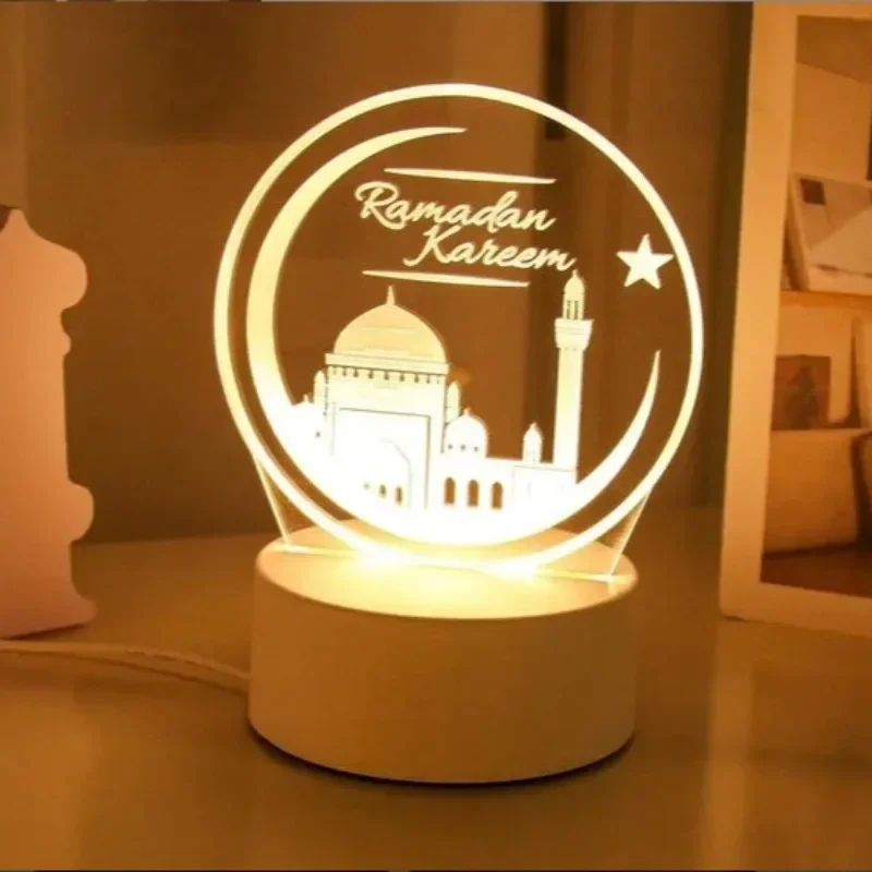 Eid Mubarak 3D Led Lamp Ramadan Nachtlampje Led Moon Star Eid Slaapkamer Decoratie Licht Ornament Ramadan Decoratie Voor Thuis 2025