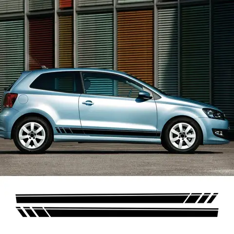 2PCS Car Side Stickers For VW Volkswagen Polo 6R 6C 9N2 9J GTI Auto Modification PVC Racing Style Decals Car Tuning Accessories