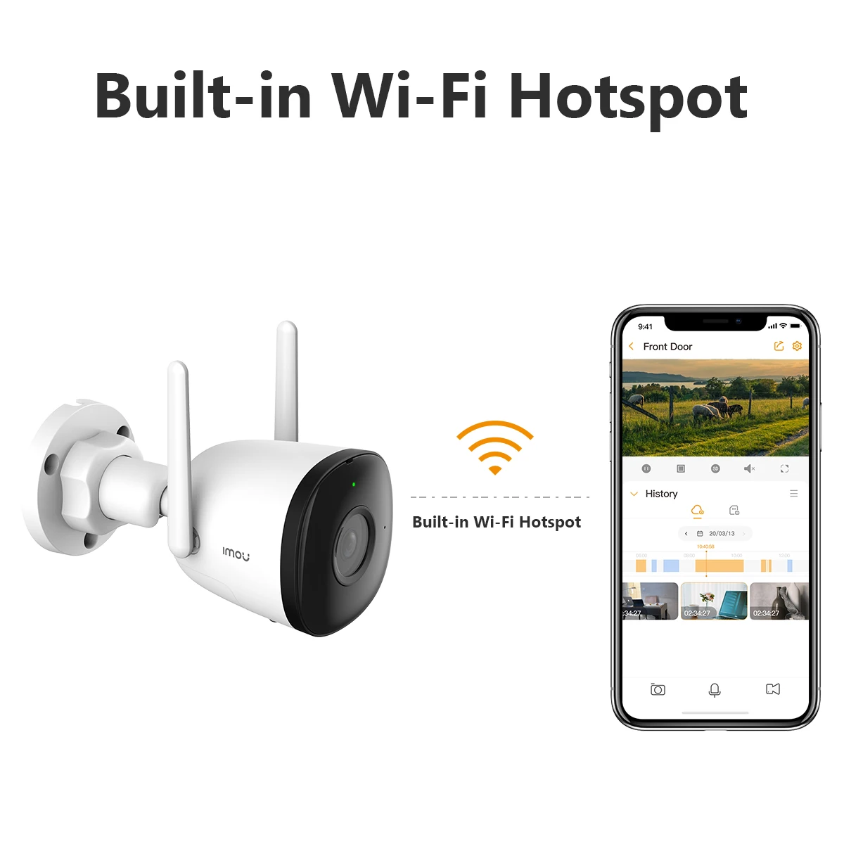 IMOU Bullet 2C 2MP Wi-Fi Camera Dual Antenna Outdoor Night Vision IP67 Weatherproof Audio Recording AI Human Detect