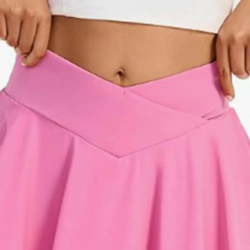 Women Skirt A-line Yoga Skort with Built-in Liner Solid Color Sport Skirt Versatile Fittness Hip Pencil Skirts