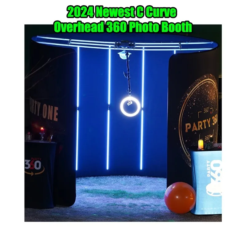 

2024 Hot Sale Curve Overhead 360 Enclosure Backdrop all-in-one Machine Portable Top Spinner Sky 360 Photo Booth