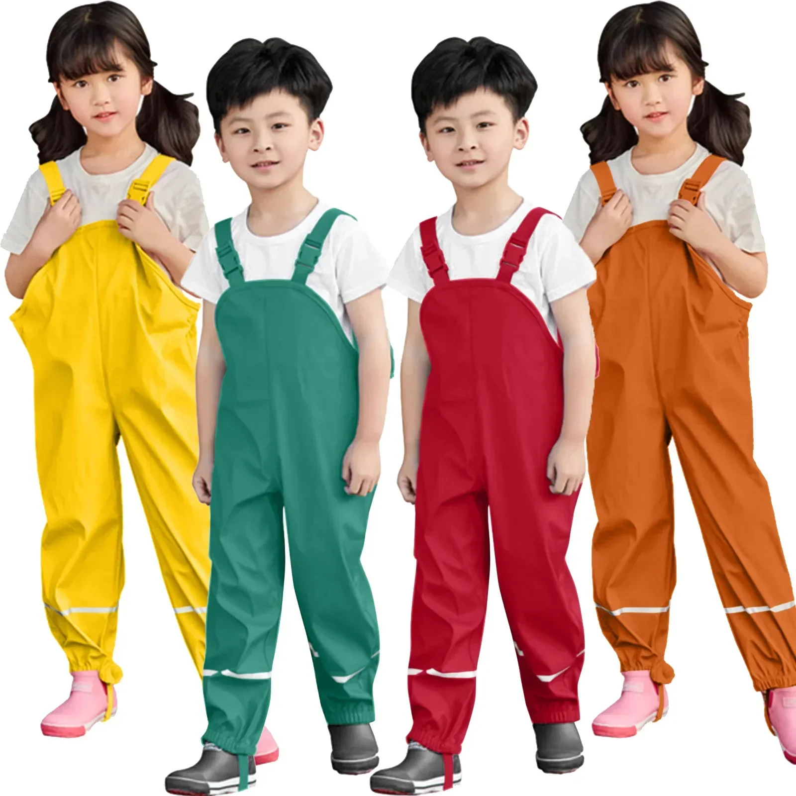 72 stks Waterdichte Regenbroek Peuter Kids Jongens Meisjes Regen Tuinbroek Winddicht Waterdichte Overalls Modder Jumpsuit Kleding Byd