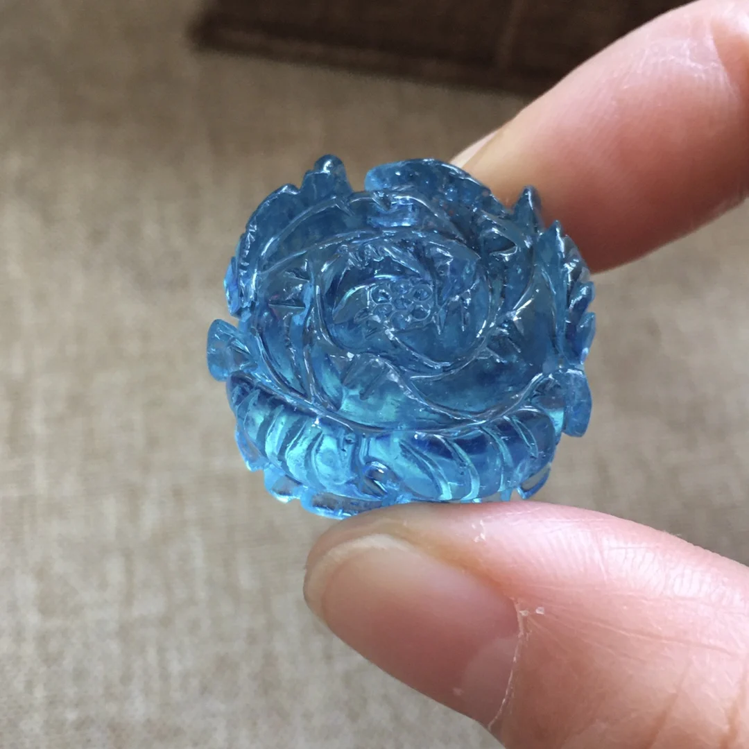 

Natural Blue Aquamarine Flower Pendant 25/23.7/12.3mm Blue Aquamarine Brazil 18K Gold Women Fashion Jewelry AAAAAA