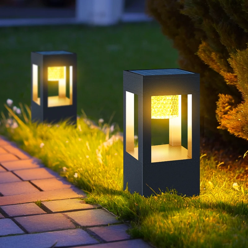 Solar modern lawn lamp inserted into the ground, waterproof outdoor lamp, courtyard garden villa aisle floor lamp