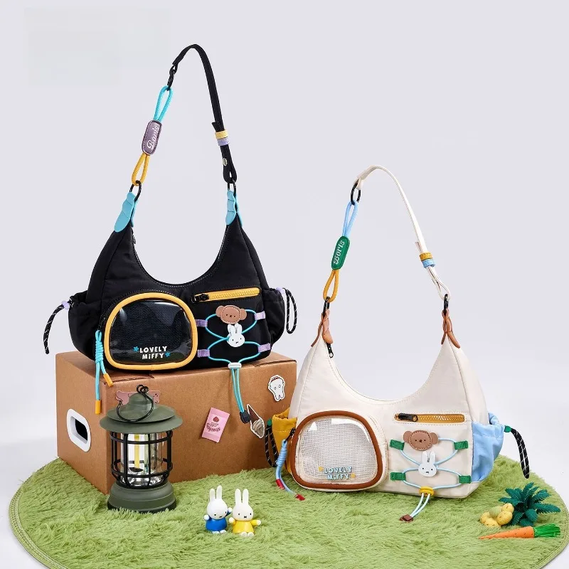 

Kawaii Miffy сумка через плечо в стиле аниме, уличная походная сумка для кемпинга, универсальная универсальная сумка для боли, сумка для школы, пригородных поездок