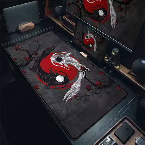 Anime MousePad Koi Fish Yin-yang Lock Edge Mouse Pad Computer Gaming Accessories Antislip Tapis De Souris Mausepad Keyboard Desk