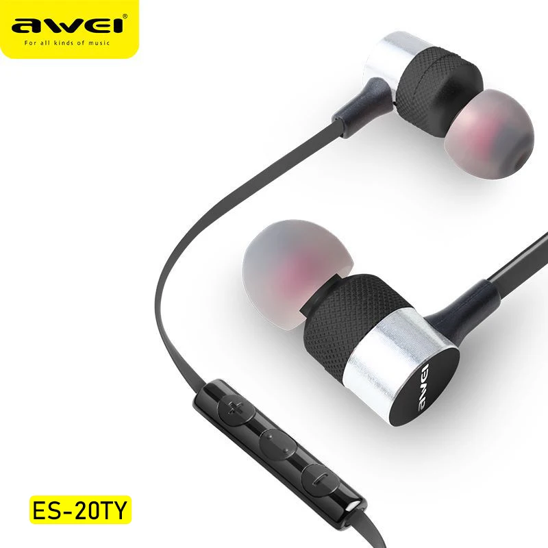 Awei ES-20/50/60TY Bass Sound Earphone In-Ear Sport Metal Headset For Xiaomi iPhone Samsung Headset fone de ouvido auriculares