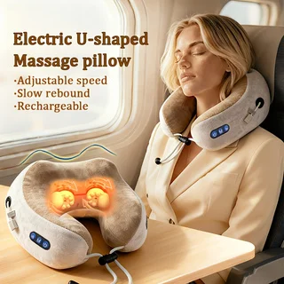 

Electric Neck Massager, U-Shaped Massage Pillow, Neck Massager with Durable Memory Foam, Heated Massage Pillow, Deep Tissue Kneading Relaxation Type, Suitable for Airplane, Car Travel, Office, Home Use, Great Gift for Father's Day, Christmas, and Travel U