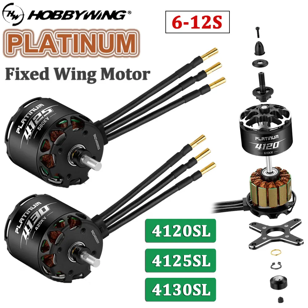 

HOBBYWING RC Airplane Helicopter Fixed Wing Platinum 4120/4125/4130SL 6-12S High efficiency / strong performance Brushless Motor
