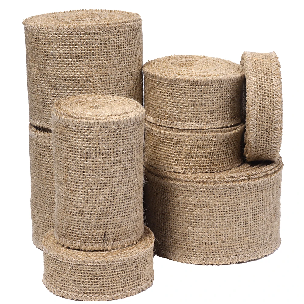 3/5 Yards 25-100mm Natürliches Juteband für Blumensträuße, Geschenkverpackungen, Weihnachten, Rustikale Vintage-Hochzeitsdekoration – Detail 5