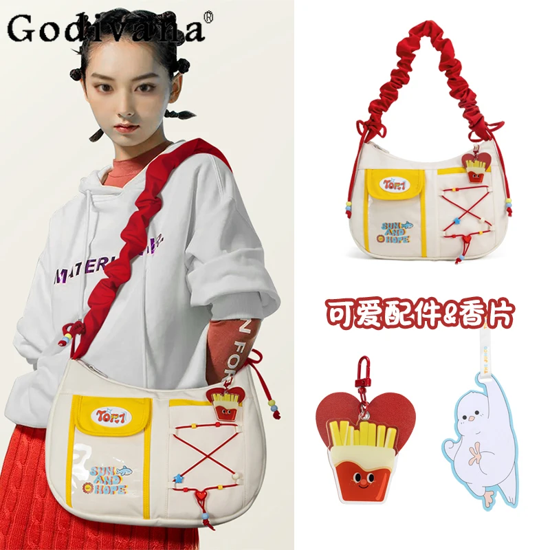 

Оригинальная японская сумка в студенческом стиле, большая вместительная сумка для милых девушек, милая двумерная повседневная сумка на плечо для поездок на работу