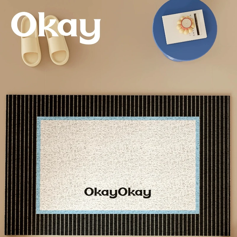 Simple Anti-slip PVC Silk Ring Door Mat Dirt Resistant Entryway Door Mat Waterproof Dustproof Bathroom Entrance Carpet 카페트
