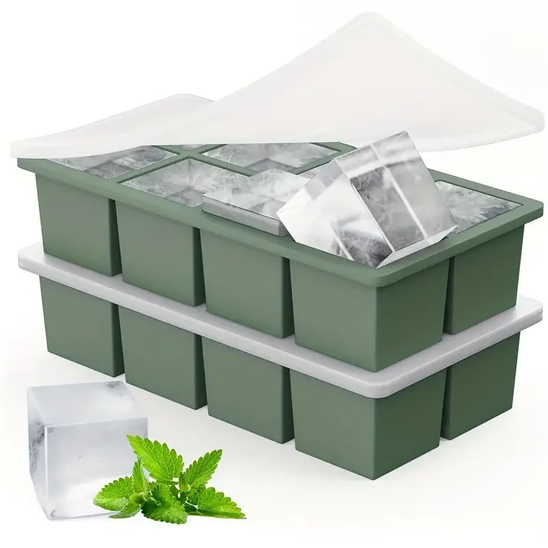 8Grid Eis Tablett Form Box Food Grade Silikon Eiswürfel Quadratische Tablett Form Diy Bar Pub Wein Eis Blöcke Hause küche Werkzeuge Maker Modell