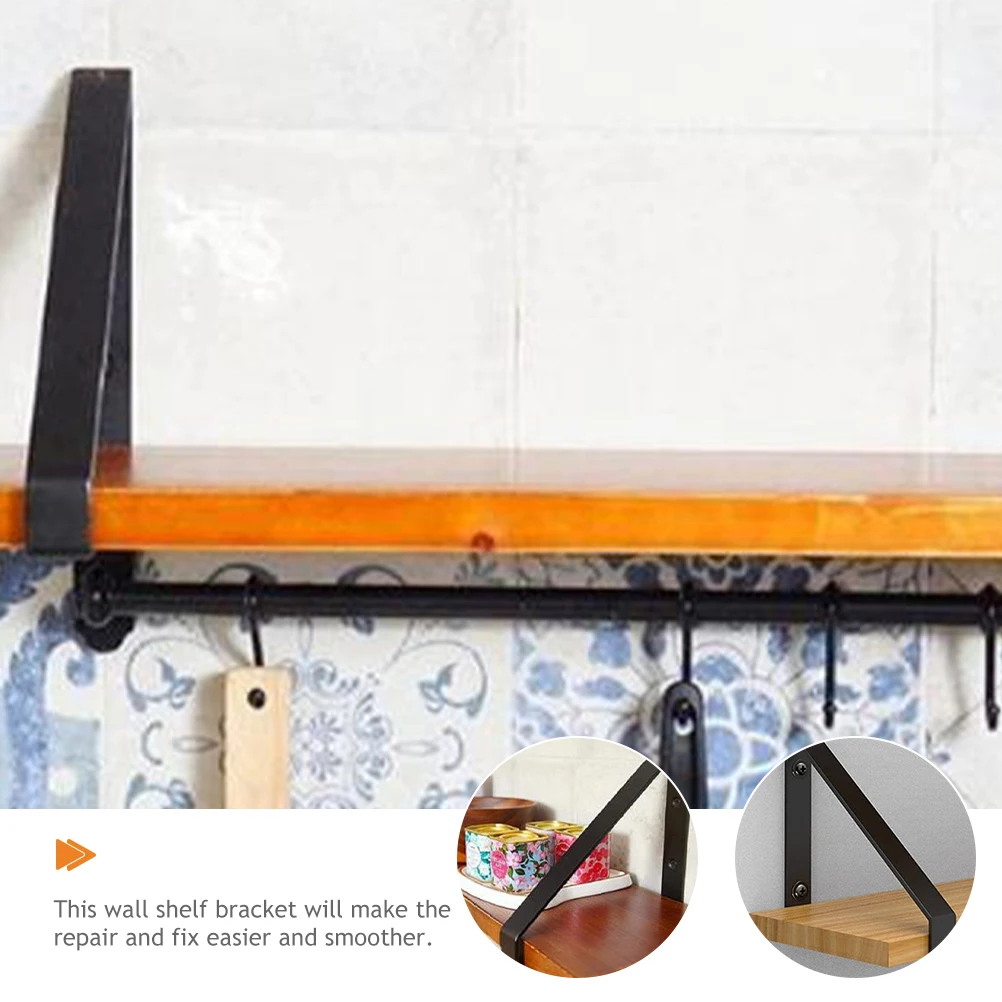 

2pcs Heavy Duty Iron Tripod Shelf Brackets for Wall Mounted Shelves Kitchen Study Bathroom Garage Decorative Angled Brackets