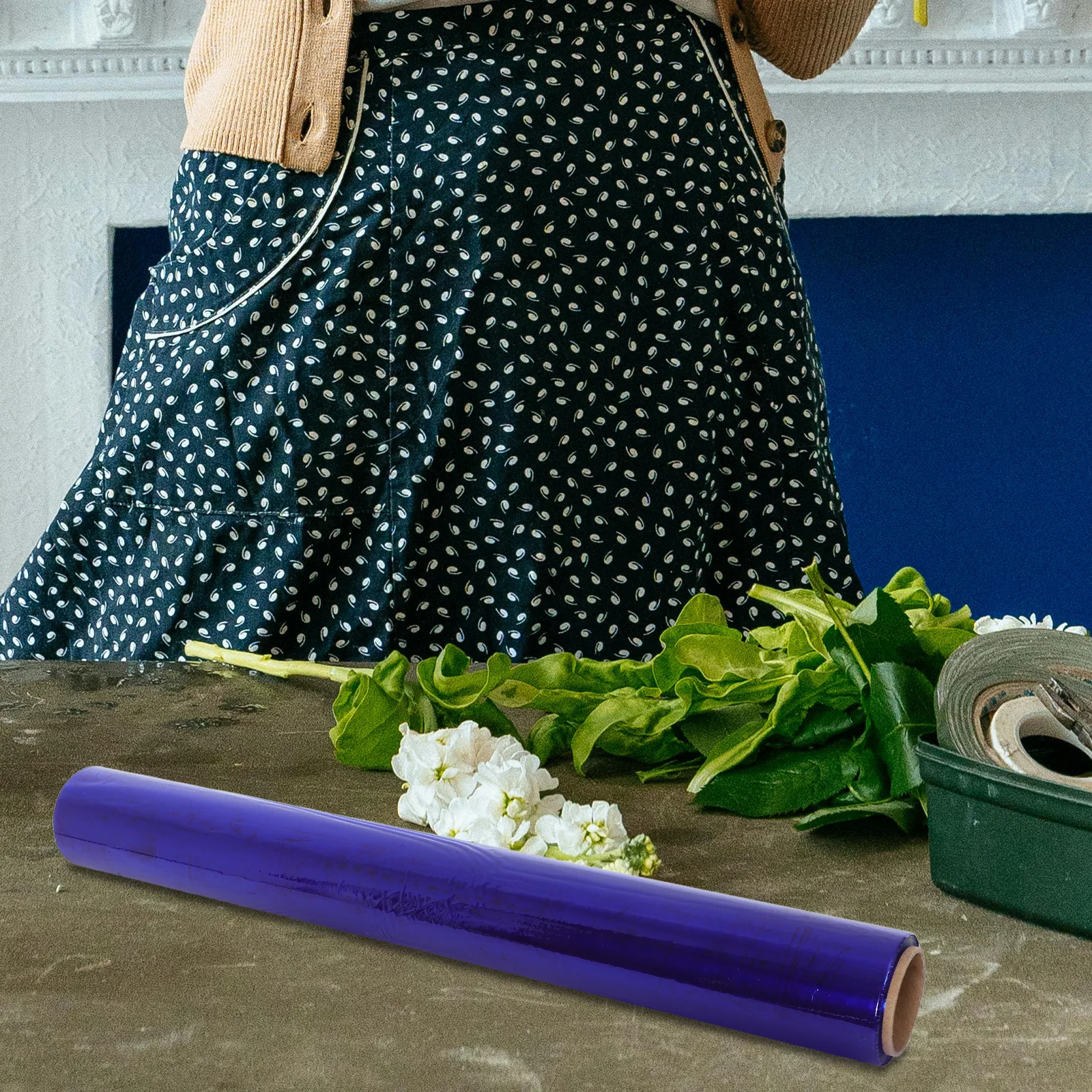 

Blue Cellophane Wrap Film Roll DIY Material for Flower Crafts Gifts 120Cm Width Transparent Decorative Cellophane Wrap Roll